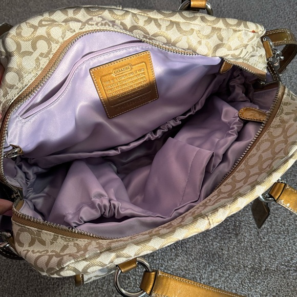 COACH Op Art C Coated Signature Cream Gold Addison Baby Diaper Large Tote Bag. - Picture 3 of 6